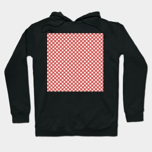 White polka dots on red background Hoodie